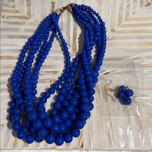 Any offer accepted 🎉Elegant Blue Beaded Necklace and Earring Set